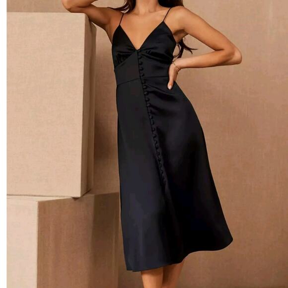 BHLDN Sachin & Babi Maren Satin Charmeuse Dress 4 MISSING 2 BUTTONS - Picture 1 of 8